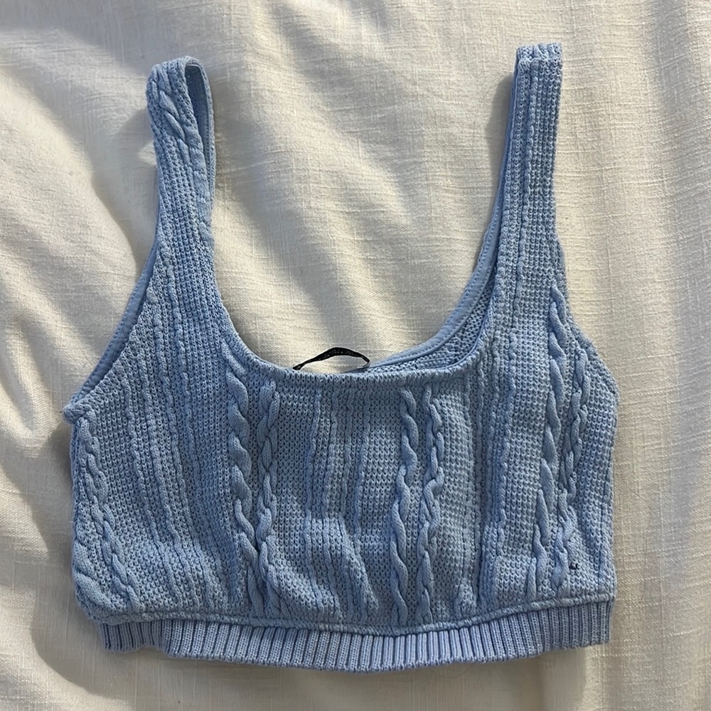 Zara Blue Knit Crop Top